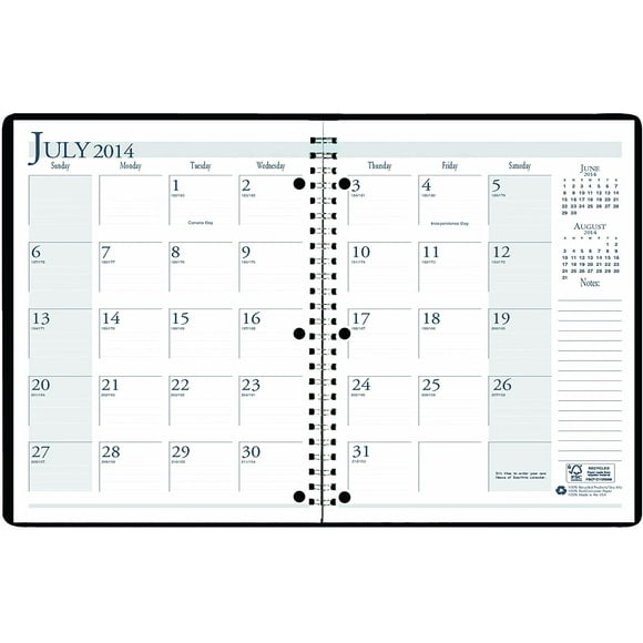 House of Doolittle 14 Month Academic Planner July 2014 to August 2015, 8 1/2 x 11 Inch Bright Blue Cover with 3 Hole
