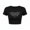 Black, variant on Womens Slim Fit Short Sleeve T Shirt Y2K Streetwear Crewneck Fitted Pullover Crop Tops Summer Tees Black L