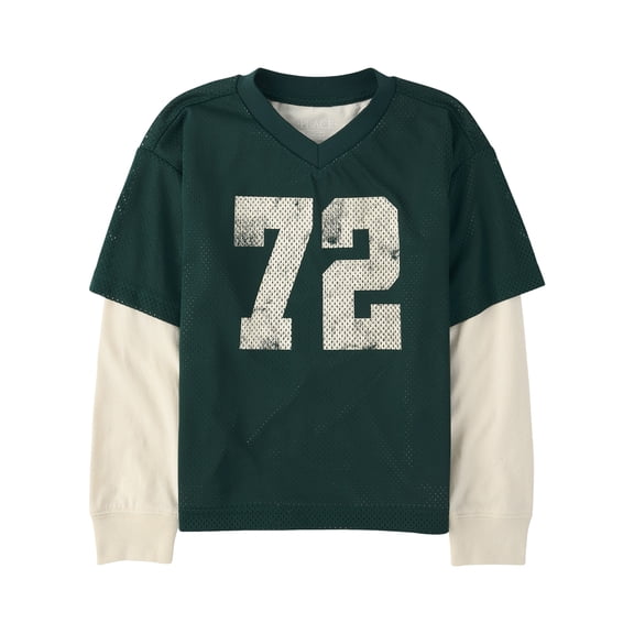 The Children's Place Boys Long Sleeve Quick Dry Varsity Mesh Layered Top, Sizes XS-XXL