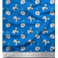 thumbnail image 1 of Tissu de Rayonne Bleu Pomme Feuilles & Freesia Imprimé Floral par la Cour 58 Pouces de Large, 1 of 5