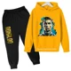 thumbnail image 3 of Conjunto de sudadera con capucha y pantalones de terciopelo para niños con estampado de Ronaldo, conjunto deportivo de 2 piezas para niños y niñas, 3 of 5