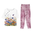 thumbnail image 3 of Jacenvly 2024 Two-Piece Sets Women's Women Fashion Print Casual Loose Fitting Round Neck Short Sleeve Top Pants Two-Piece Set New and Trending Pink, 3 of 8