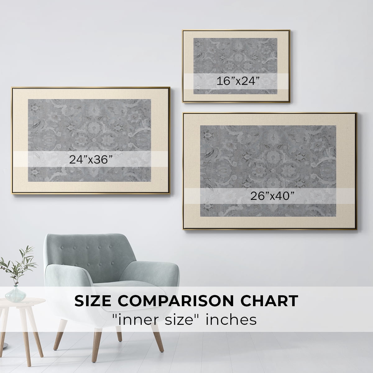 Vintage Abstract Print-I Framed in Gold Wood Gallery Wrapped Canvas 25 in. x 37 in.