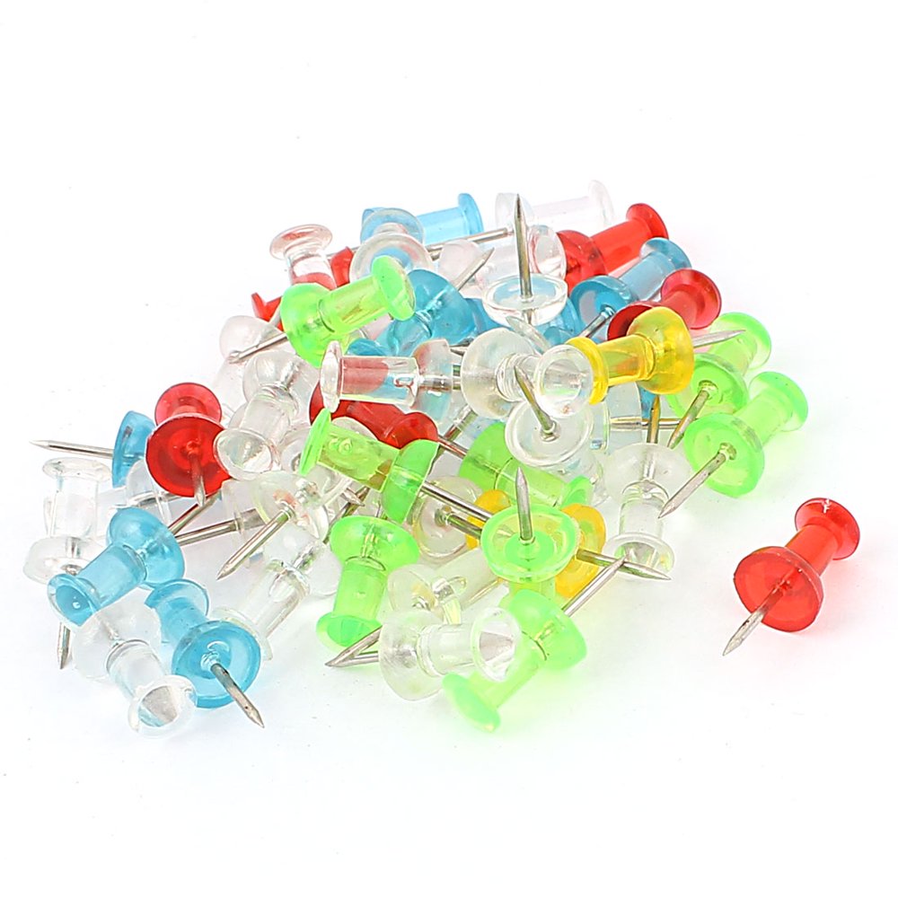 Household Plastic Coated Round Thumb Tacks Push Pins Assorted Color