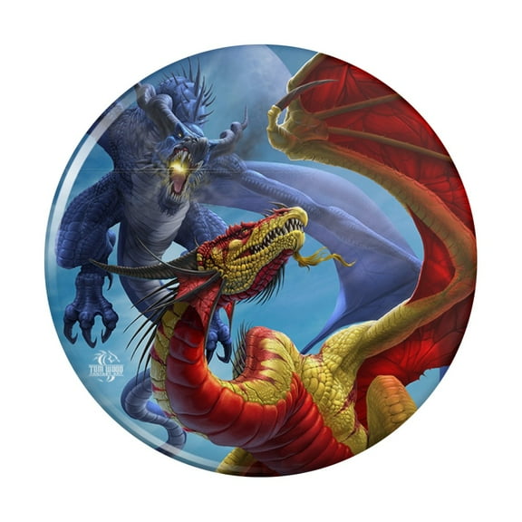 Dragon Fight Slash and Burn Fantasy Pinback Button Pin