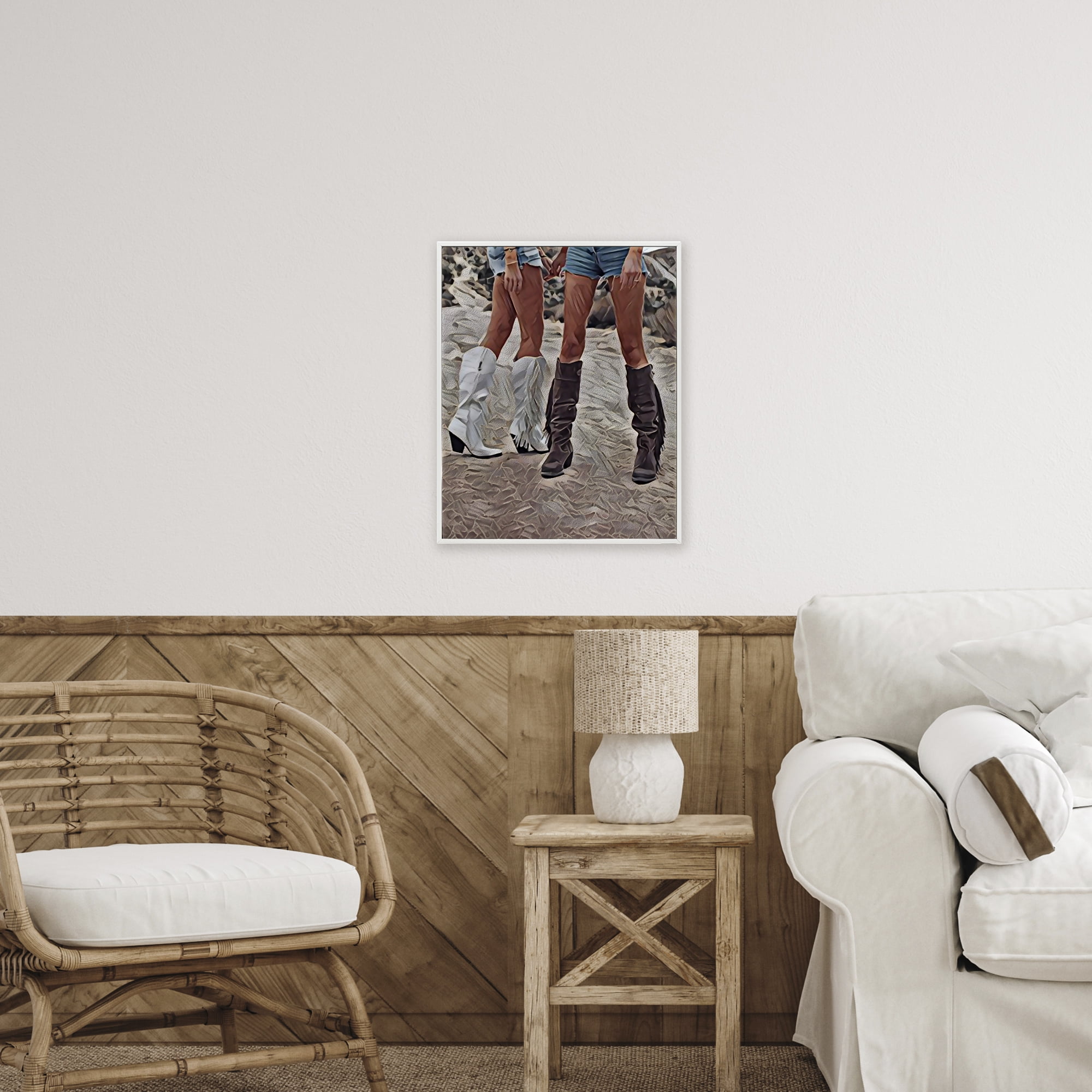 Rodeo Girls Friendship White Framed Giclee Art, design by Jesse Keith
