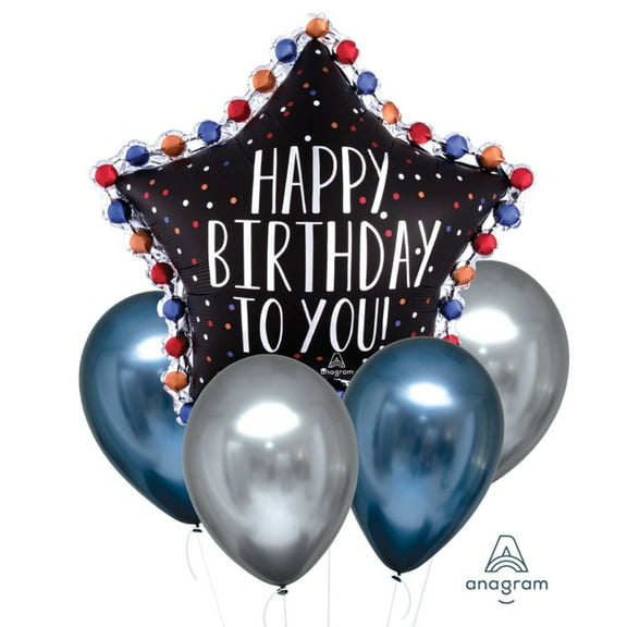 Satin Infused Star Balloon Bouquet (5 Pieces) - Party Supplies Decoration