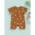 thumbnail image 2 of Seyurigaoka Summer Autumn Infant Romper, Baby Girls Boys Short Sleeve Sun/Rainbow/Geometric Printing Round Collar Front Button Jumpsuit, 2 of 7