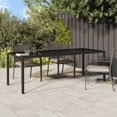 thumbnail image 1 of vidaXL Garden Table Brown 250x100x75 cm Tempered Glass and Poly Rattan, 1 of 4
