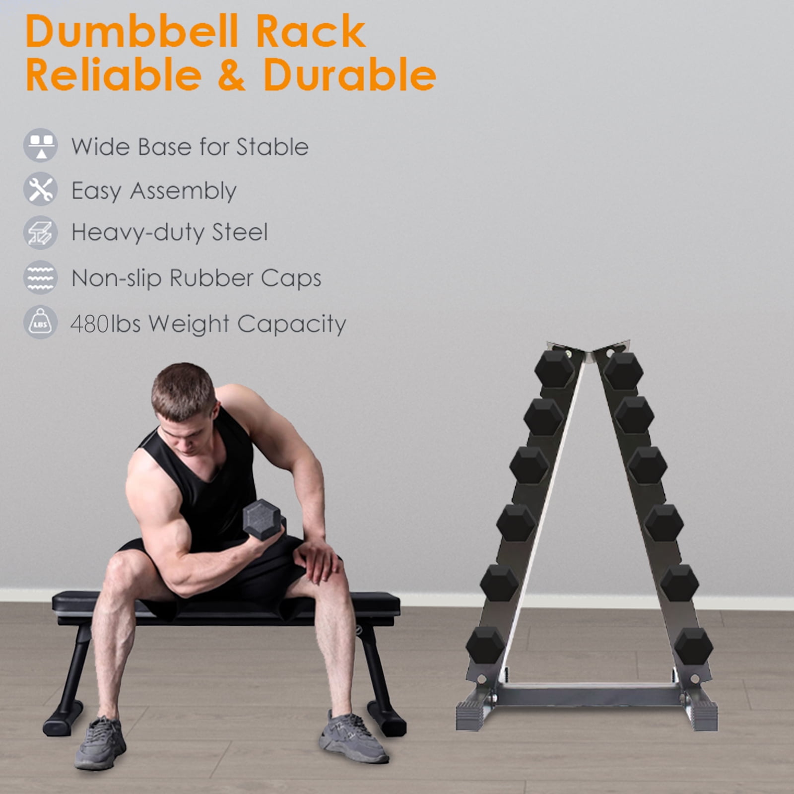 6 Tier Dumbbell Rack Stand Only, Heavy Duty Dumbbell Rack for Home Gym,660 Lbs Weight Capacity