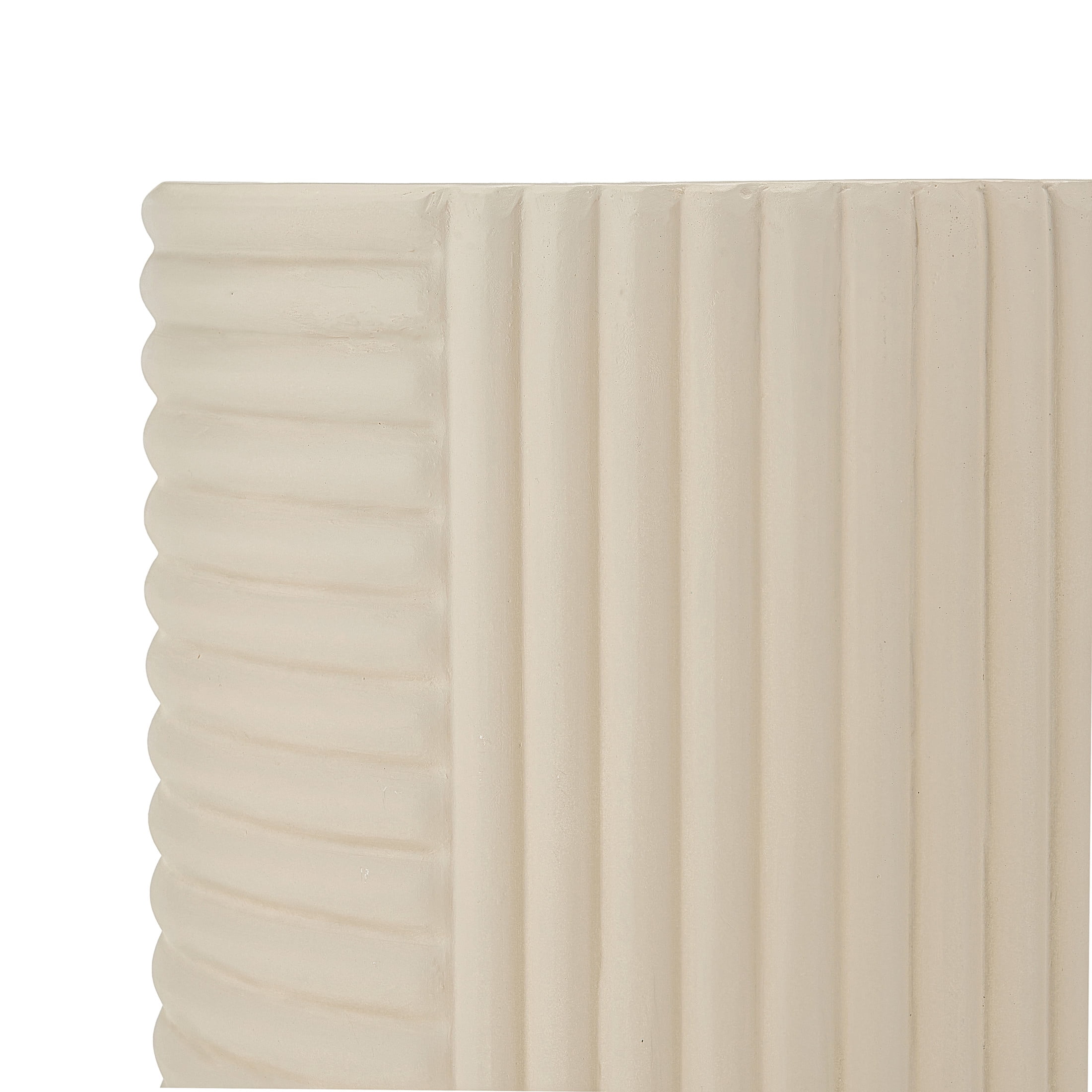 Christopher Knight Home Outdoor Lightweight Concrete Side Table, Handcrafted Ribbed, Creamy Beige