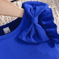 thumbnail image 6 of ITSAME Girls Outfit Sets, Knit Cotton Bow Ruffle Sleeve Top and Floral Print Shorts 2-Piece Summer Fashion Leisure Sets Blue 9M, 6 of 9