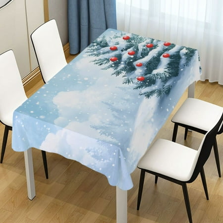 

ALAZA Snown on Christmas Tree Rectangle Tablecloth Tablecover Dinning Table Cloth 54 x72