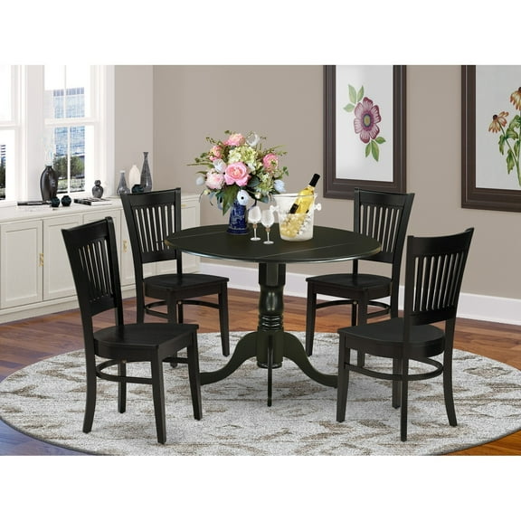 Modern 5Piece Dinette Set - Dining Table with 4 Chairs - Black Finish - Kitchen Table Set