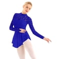 thumbnail image 3 of ZDHoor Women's Long Sleeves Lace Figure Ice Roller Skating Ballet Dance Leotard Dress Costume Royal Blue M, 3 of 7