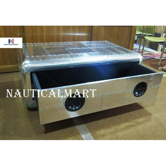 NauticalMart Vintage Blackhawk Coffee Table with Two Drawer