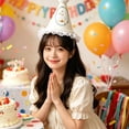 thumbnail image 2 of Wiywef Lace Princess Style Birthday Hat Non-Woven Fabric Conical Hat for Party Photo Props, 2 of 7