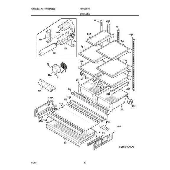 Frigidaire / Electrolux 242068701 Shelf - OEM Part