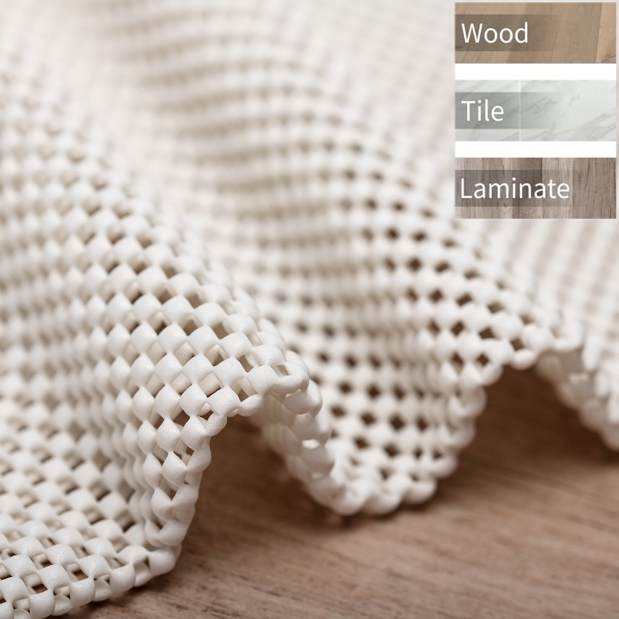 NonSlip Mat for Area Rugs, Extra Strong Grip Carpet Pad, Rug Gripper for Hardwood Floors, Cream