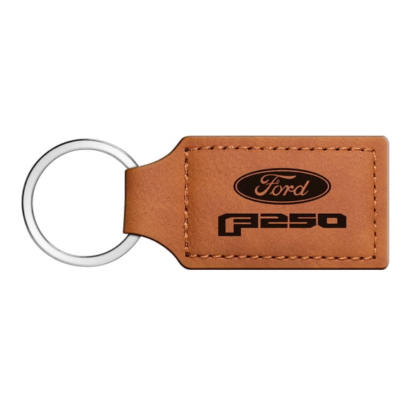iPick Image for Ford F250 Rectangular Brown Leather Key Chain, Official Licensed