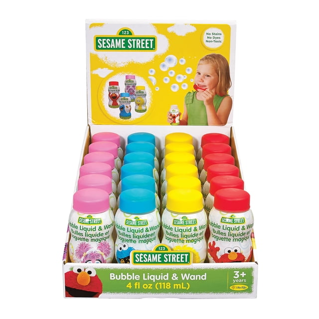Bubbles Toy Sesame Street para niños pequeños, 120 ml con varita (paquete de 24)