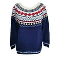 thumbnail image 5 of sususu Womens Fair Isle Sweater Argyle Iceland Norway Sweaters Crewneck Long Sleeve Fairisle Pattern Loose Pullover Jumper Top,A04-Dark Blue,L, 5 of 5