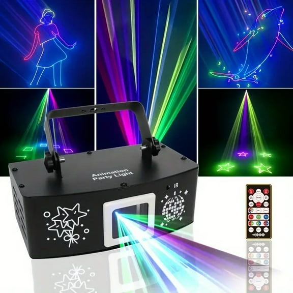 BAKOD 3D Animated Projector Light – LED Motion Projection Lamp with Rotating Color Patterns, Remote Control, Indoor/Outdoor Decorative Lighting DJ Disco Stage Light for Parties, Events, Clubs