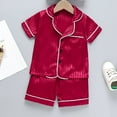 thumbnail image 3 of Cethrio Kids Girls Pajamas Sets, Comfy Button Down Short Sleeve 2 Piece Kids Sleepwear Red Size 3-4 T, 3 of 9