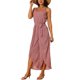 thumbnail image 4 of INSPIRAR CHIC Mono de verano casual sin mangas con tirantes, escote en V, cintura con lazo, pierna ancha y abertura XL en rosa oscuro, 4 of 6