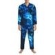 thumbnail image 3 of Balery Wolf Pijama para Hombre de Dos Piezas con Manga Larga, Conjunto de Dormir y Descanso Suave con Bolsillos-Small, 3 of 7