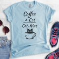 thumbnail image 2 of Coffee Plus Cat Equals Cat-feine Shirt, Unisex Women's Men's Shirt, Funny Coffee Cat Shirt, Caffeine Shirt, Heather Light Blue, XX-Large, 2 of 6