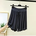 thumbnail image 2 of SROBPTY Womens Pajama Shorts Solid Drawstring Elastic High Waist Wide Leg Pants, 2 of 5