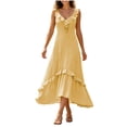 thumbnail image 2 of Aimik Women's Sleeveless V-Neck Ruffle Maxi Dress High Low Hem Tiered Flowy Romantic Summer Beach Dress, 2 of 6