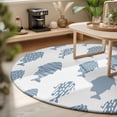 thumbnail image 3 of Round Area Rugs 6Ft, Abstract Art Fish Blue Non-Slip Washable Circle Rugs Carpet, Coastal Ocean Summer Marine Life Indoor Outdoor Rug Floor Mats Throw Runner for Bedroom Living Room Bathroom, 3 of 8