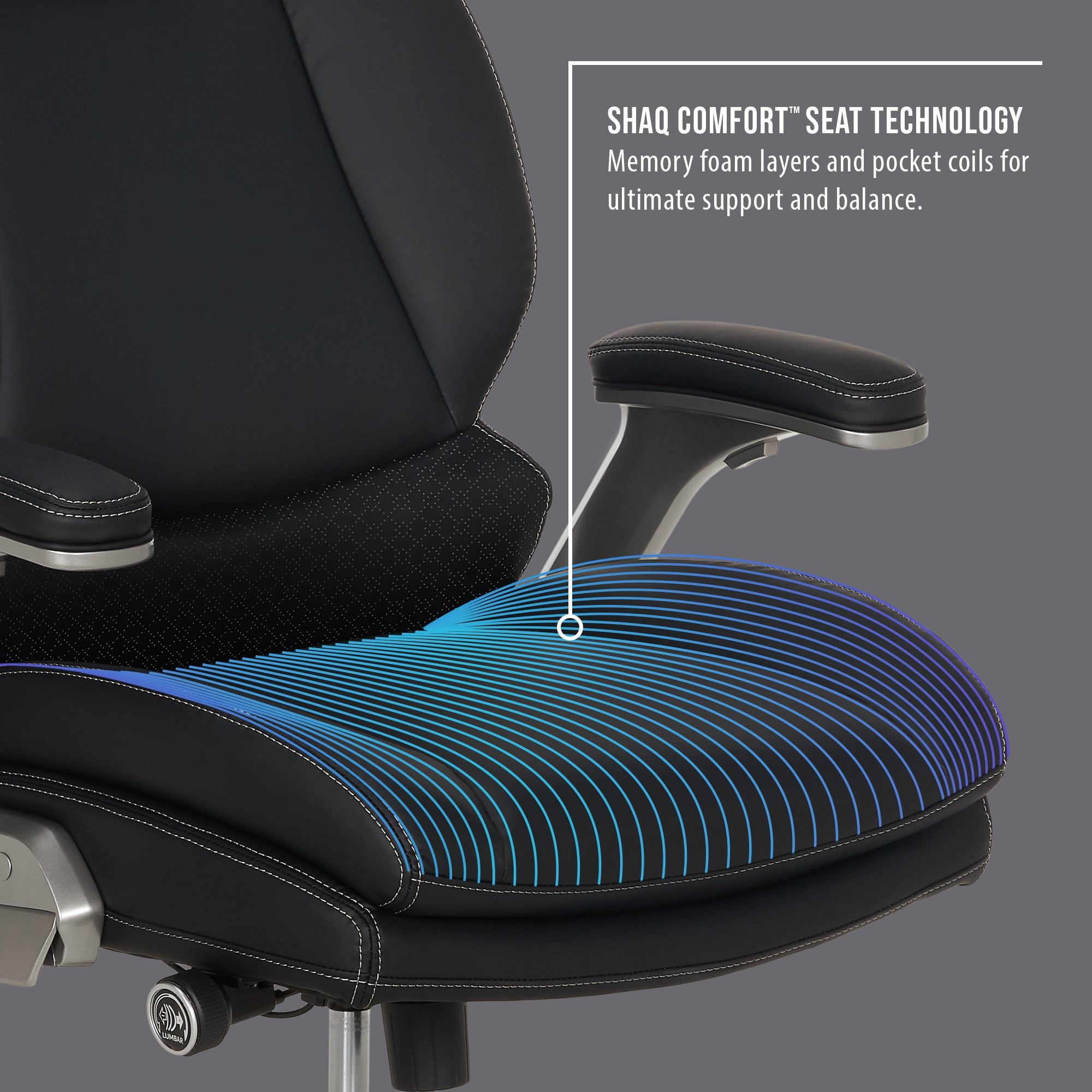 Shaq Tarvos Premium Ergonomic Big & Tall Office Chair, PureSoft Upholstery with Height Adjustable and Flip-Up Arms, Black