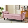 thumbnail image 7 of 63.38‘’ Velvet Storage Ottoman Bench, End of Bed Storage Bench with Wood Legs and Pillow, Storage Stool with 300LBS Capacity for Entryway, Bedroom, 7 of 7