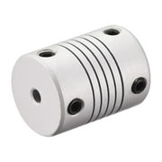 3mm to 6.35mm Aluminum Alloy Shaft Coupling Flexible Coupler Motor Connector Joint L25xD19 Silver