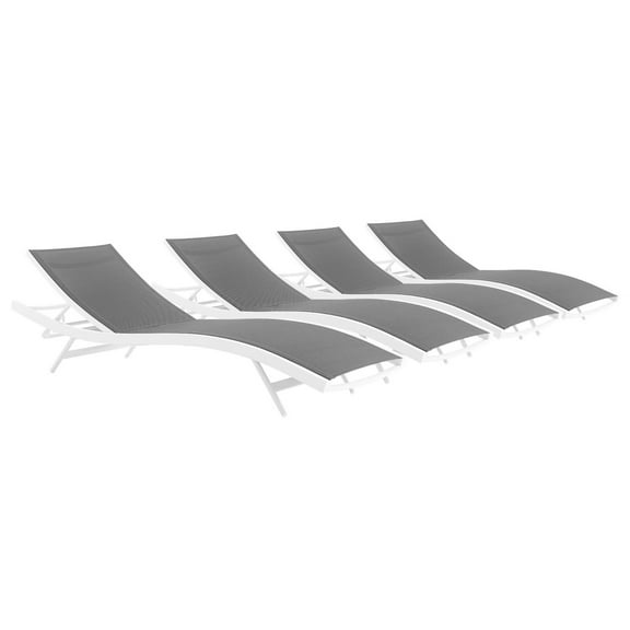 Ergode Glimpse Outdoor Patio Mesh Chaise Lounge Set of 4 - White Gray