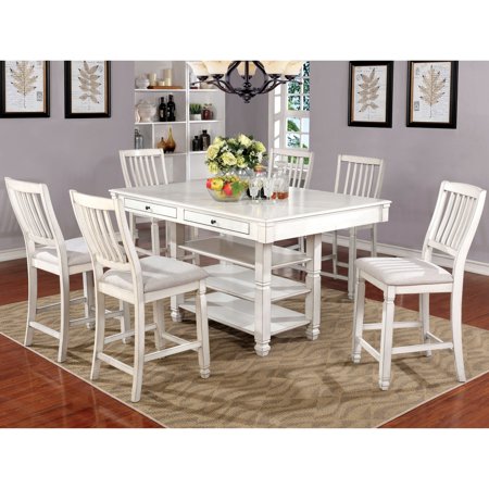 dining counter style country height piece furniture sets set fabric off table chairs seren antique america wood kitchen room