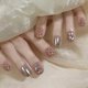thumbnail image 1 of Nuevo diseño de uñas trapezoidales largas para niña con diseño de atrapasueños y armadura con acabado de mariposa y purpurina blanca, diseño de uñas extraíble, 1 of 5