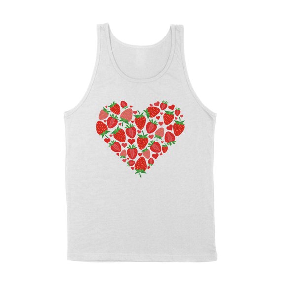 Strawberry Heart Tank Top Unisex Large White