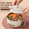 thumbnail image 3 of Microwave Ramen Bowl with Lid and Handle, 40.5 Oz Stainless Steel Liner Microwavable Soup Noodle Bowls, Instant Ramen Cooker Microwave Container for Office College Dorm, Beige, 3 of 7