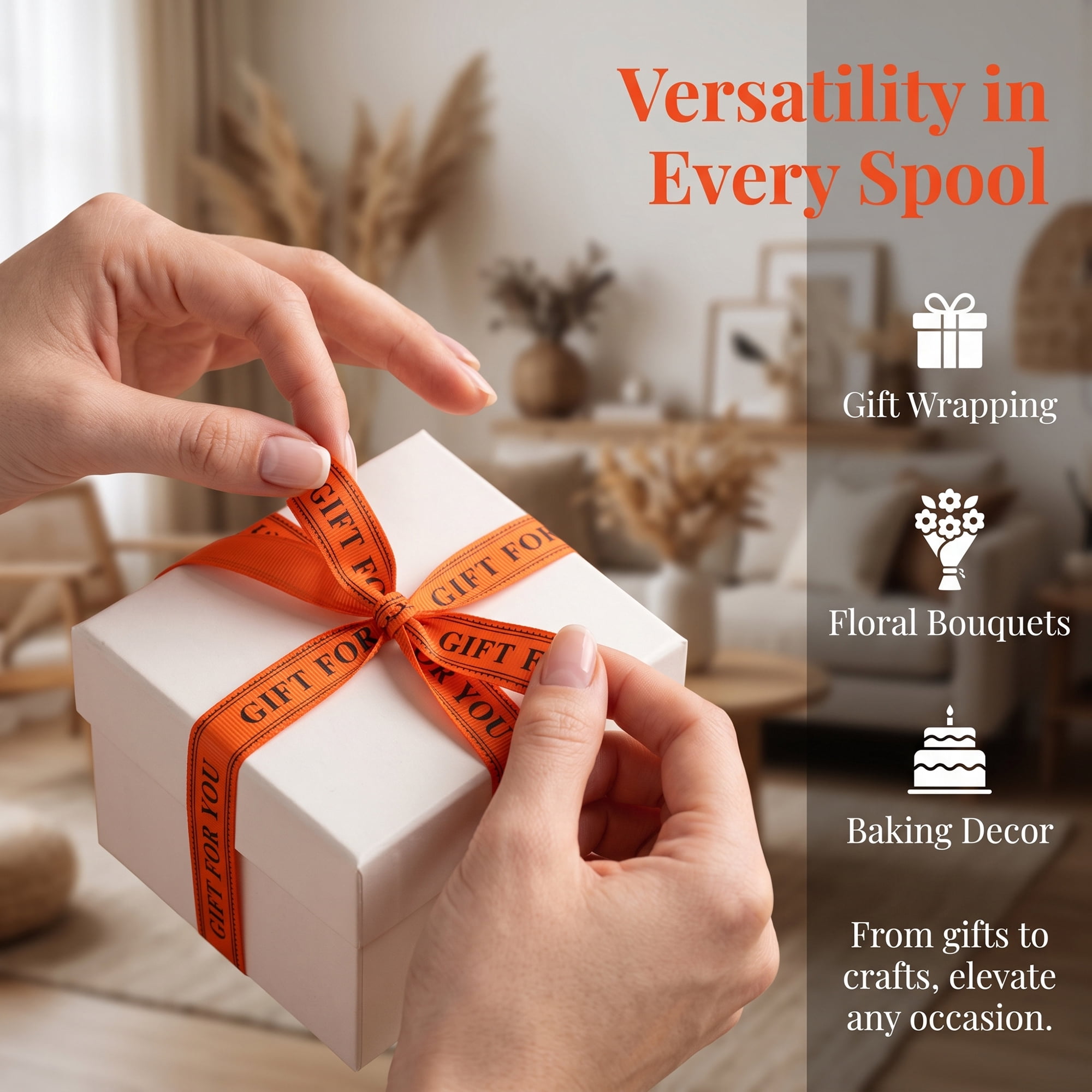 Unique Bargains Gift Wrapping Ribbon for Multi-Purpose Crafts and Creative Projects Orange