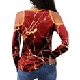 thumbnail image 3 of DYMADE Women Plus Size Long Sleeve Printed Off Shoulder T-shirt Top, 3 of 4