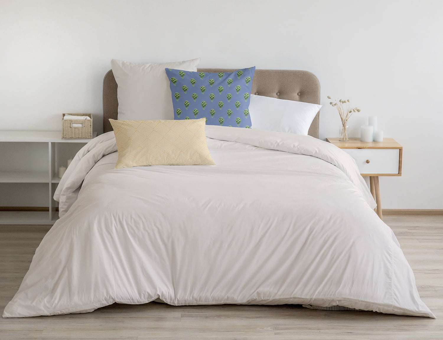 18" x 18" Simply Daisy Artichokes Pattern Polyester Accent Pillow, Cornflower Qty 1