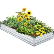 Galvanized Raised Garden Bed Kit - Metal Raised Bed Garden 4'x8'x1' for Flower Planters, Vegetables Herb SOURCE
