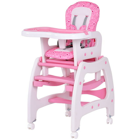 Costway 3 in 1 Baby High Chair Convertible Play Table Seat Booster Toddler Feeding Tray (Best Child Booster Seat For Table)