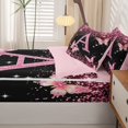 thumbnail image 5 of Manfei Pink Butterfly Zipper Twin Comforter Sets with Fitted Sheet and 2 Pillowcases,Girls Personalized Letter A Zipper Bedding Set,Pink Reversible4pcs, 5 of 8