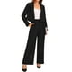thumbnail image 2 of INSPIRAR CHIC Conjunto de 2 Piezas para Mujeres, Saco Corto con Solapa de Negocios y Pantalones de Pierna Ancha, Trajes de Trabajo M Negro, 2 of 6