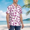 thumbnail image 3 of Pofeuu Orchids Flowers Print Hawaiian Shirt for Men Sleeves Casual Button Down Summer Beach Dress Shirts T-Shirts,Medium, 3 of 7
